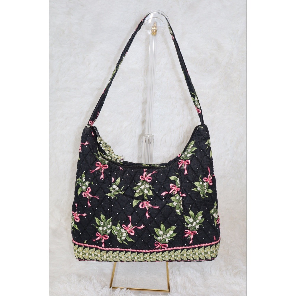 Vintage Vera Bradley New Hope Black & Pink Bows Shoulder Bag